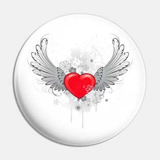 Red Heart with Wings Pin