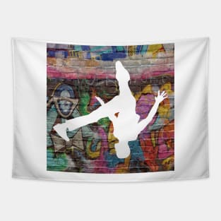 Break Dancer on Graffiti Background 7 Tapestry