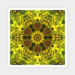 Psychedelic Hippie Flower Yellow and Green Magnet