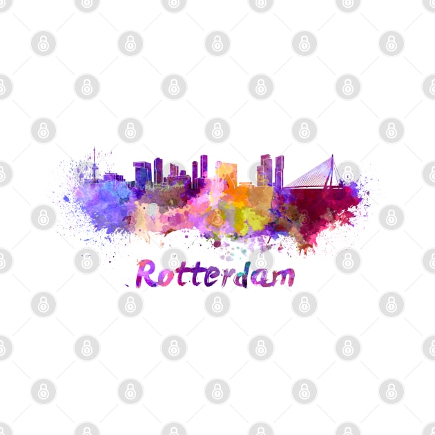 rotterdam skyline in watercolor by PaulrommerArt