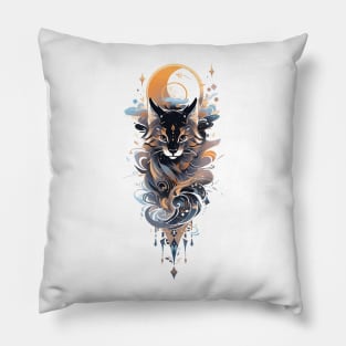 A wild cat and zodiac stars Pillow