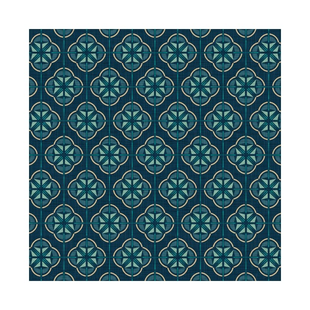 Retro Floral Geometric Tile / Pine Green by matise