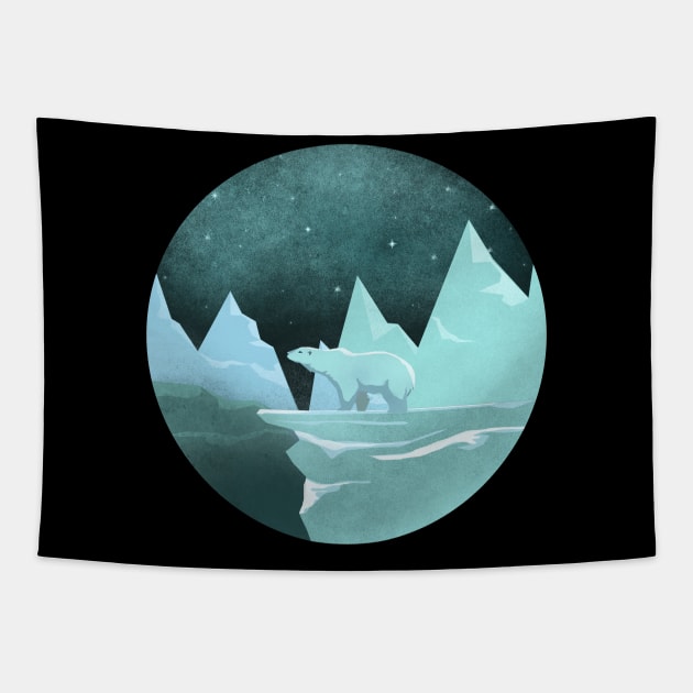 Polar Bear Cold Landscape Tapestry by Trippycollage