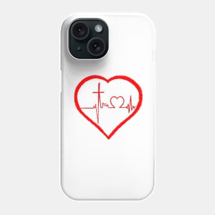 Christianity, Heartbeat icon, cross, heart & prayer Phone Case