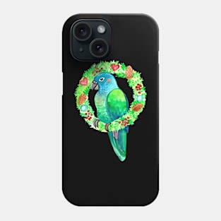 Blue Headed Pionus Parrot Wreath Watercolor Phone Case