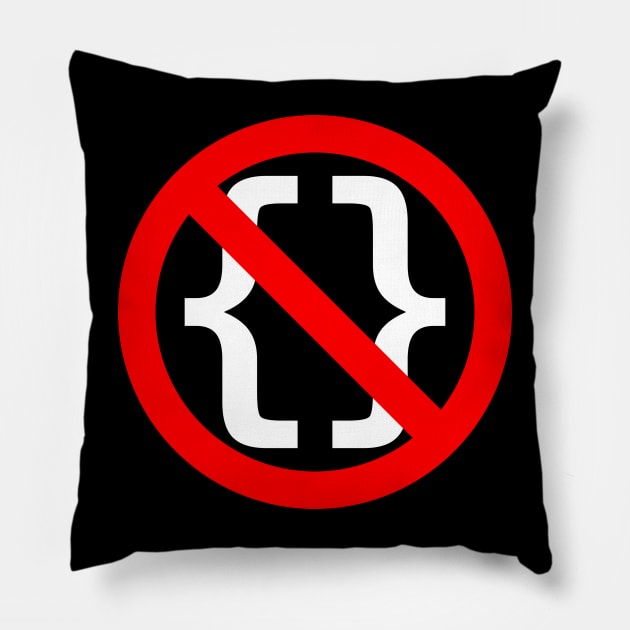 No Braces - Funny Python Coding Design Red/White Pillow by geeksta