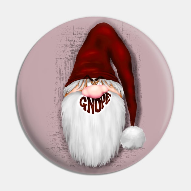 Nope Grumpy Santa Gnome, a.k.a. Gnope Character Pin by BluedarkArt