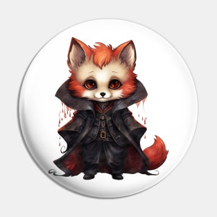 Cartoon Red Fox in Dracula Costume Pin