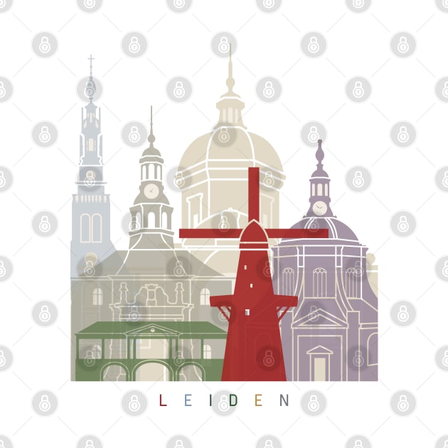 Leiden skyline poster by PaulrommerArt