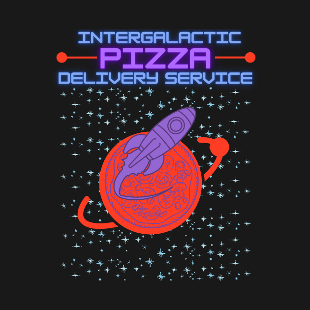 Intergalactic Pizza Delivery Stars Retro Galaxie by Maggini Art