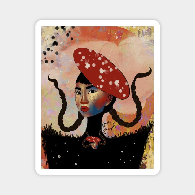 Trippy Lady Magnet by Colormyline by Denis Senyol