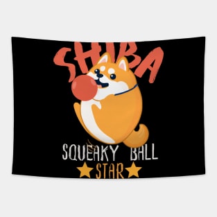 Shiba Sqeaky Ball Star, Cute Kawaii Shiba Inu Tapestry