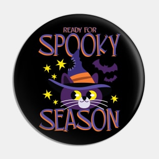 Spooky Season Autumn Fall Halloween Witches Cat Pin