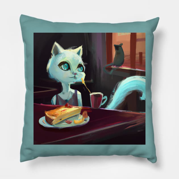 Blue Cat Considers Eating a Mouse Instead of her Quiche Pillow by Star Scrunch