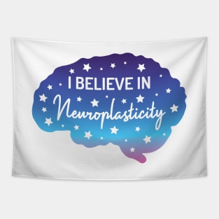 I Believe in Neuroplasticity | White | Blue Pink Gradient Tapestry