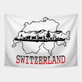 Switzerland map and traditional drawing Tapestry