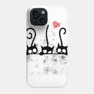 Black Cat Heart Face Mask Phone Case