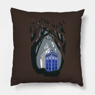 Blue Phone box lost in the woods Pillow