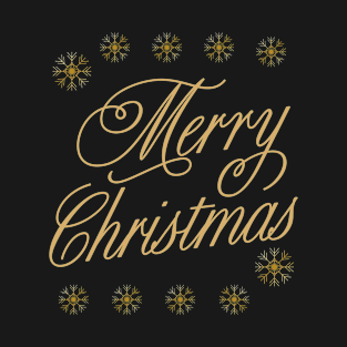 Merry Christmas with golden snowflakes decoration T-Shirt