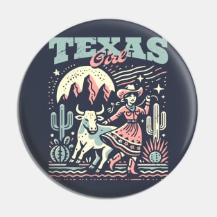 Vintage Texas Girl // Proud Texan Born and Raised // Texas Cowgirl Desert Pin