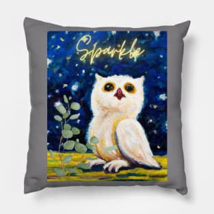 Mesmerizing Owl Artwork - A Starry Night's Guardian Pillow