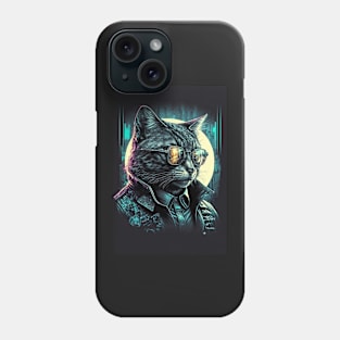 Detective cat portrait wearing a jacket Phone Case