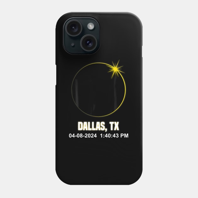 Total Solar Eclipse Dallas 2024 Time Texas Eclipse Phone Case by klei-nhanss