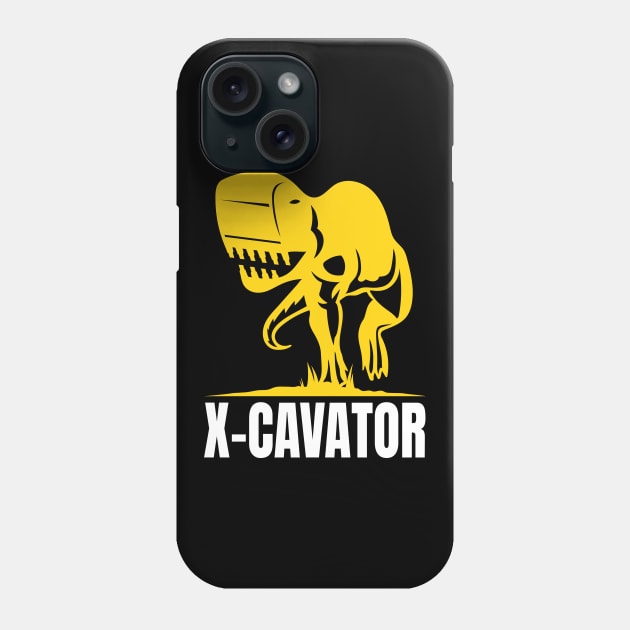 X-Cavator Excavator Construction T-Rex Phone Case by Foxxy Merch