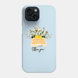 Bee You Typewriter Wildflowers Phone Case