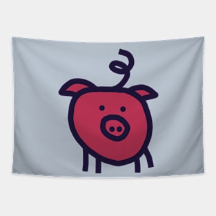 Viva Magenta Color of the Year 2023 Cute Pig Tapestry