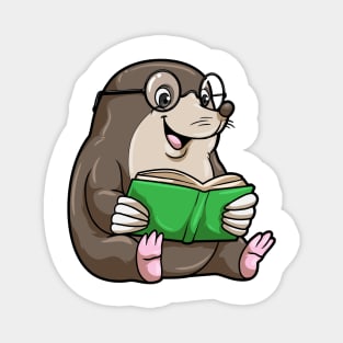 Mole as Nerd with Glasses & Book Magnet