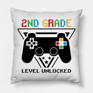 2nd Grade Level Unlocked First Day of School Video Gamer Pillow