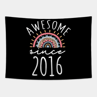 Awesome Since 2016 Born in 2016 6th Birthday Rainbow Gift Tapestry
