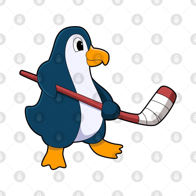 Penguin at Ice hockey with Ice hockey stick by Markus Schnabel