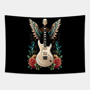 Electric guitar white with wings 17 Tapestry