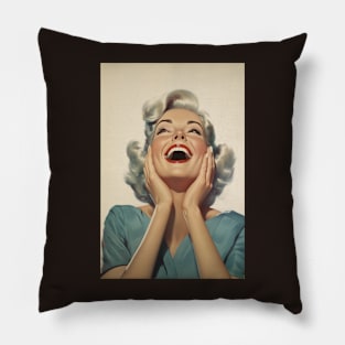 Happy Vintage Woman Pillow