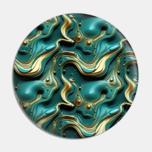 Funky Facade: Trompe-l’oeil Green Turquoise and Gold Pin