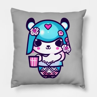 A CUTE KAWAI Panda illustration design Pillow