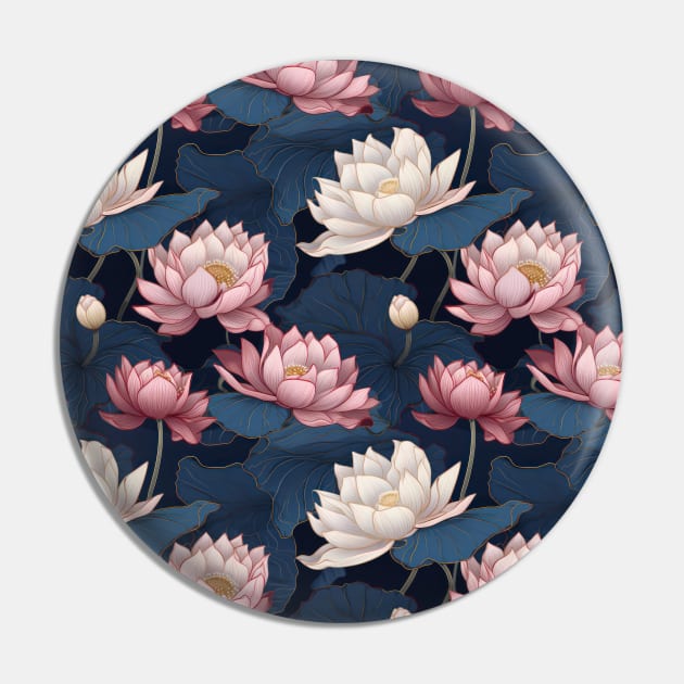 Serenity Blooms: Timeless Lotus Flower Pattern Pin by star trek fanart and more