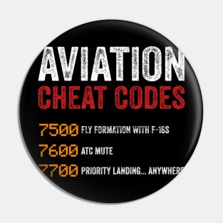 Aviation Cheat Codes Pilot Funny Aviation Lover Pin