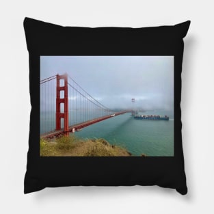 Golden Gate Bridge and Container Ship Pillow