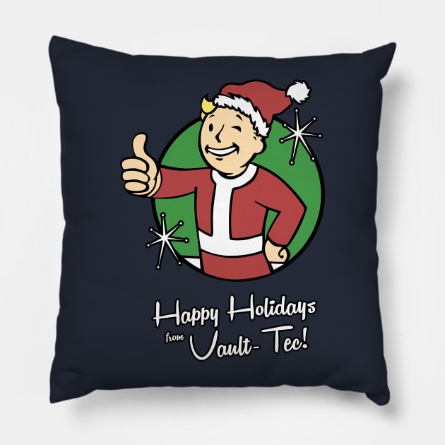 Happy Holidays from Vault-Tec! Pillow by NoobDesign15