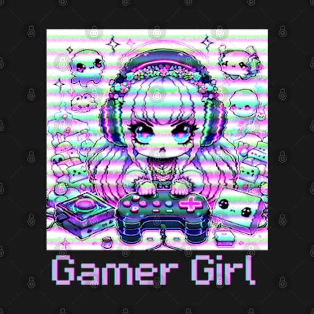 Gamer Girl Anime Retro Glitch by Lavender Celeste