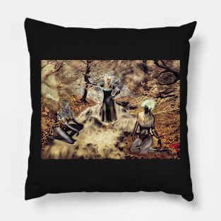 Spirits of the Water {Digital Fantasy Figure Illustration} Autumn Colour Mix Pillow