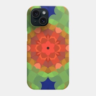 Retro Mandala Flower Orange Green and Blue Phone Case