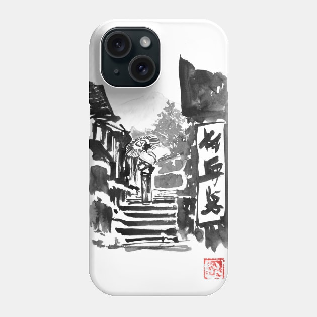 geisha on stairs Phone Case by pechane