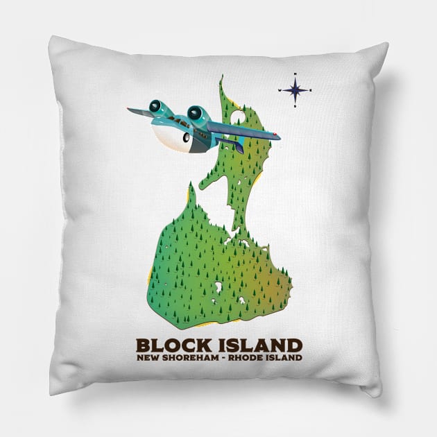 Block island New Shoreham Rhode Island map Pillow by nickemporium1