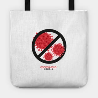 ''Stop covid-19 and Corona virus'' text infection vector with coronavirus text banner with white background Tote