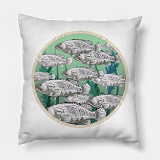 Round Fish Stamp Pillow