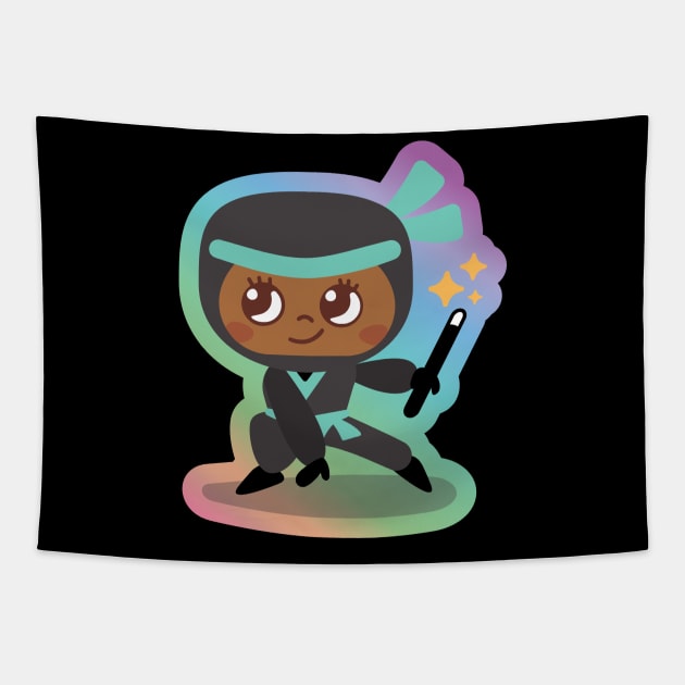 Teal Ninja in Rainbow Tapestry by Language Ninjas